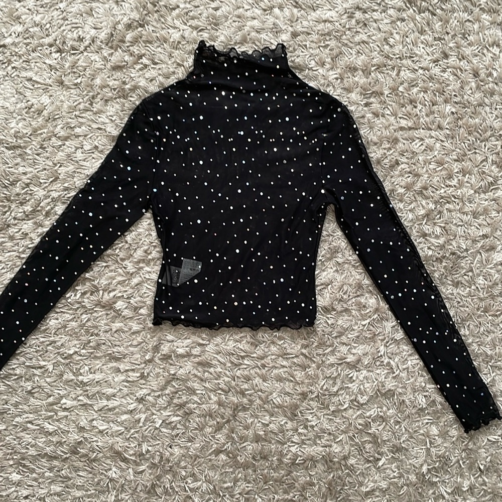 Black sparkled sheer Shein crop top